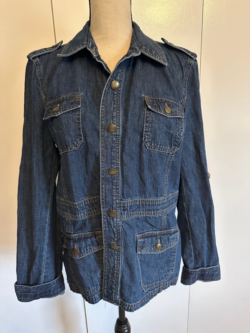Chaps Denim Utility Jacket - Women’s Dark Blue Casual Jean Coat